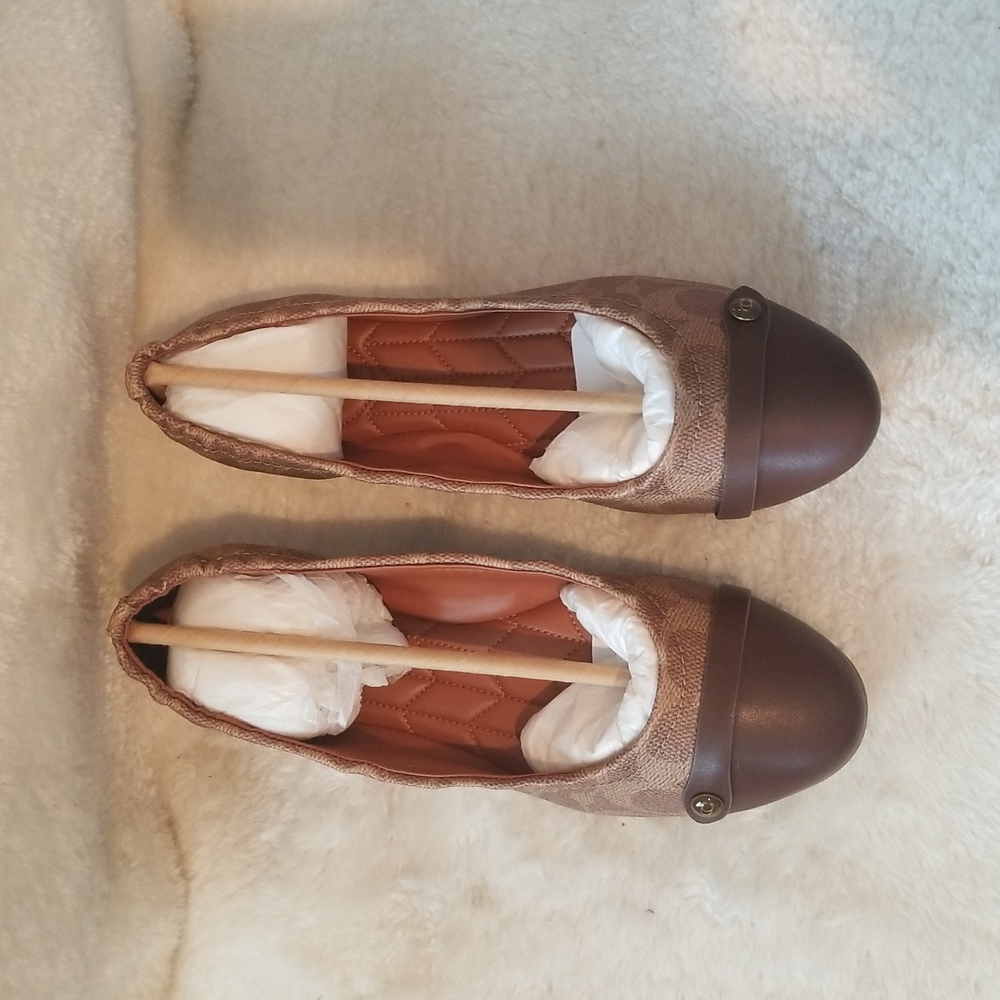 Brown Flats with Dark Brown Cap Toe